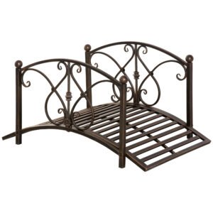 Podet de Gradina Outsunny Vintage din Metal, cu Elemente Florale, Bronz 99x68x53cm | Aosom Romania