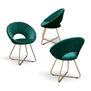 SET 2 Scaune Iris, structura metalica aurie, tapiterie catifea - VERDE