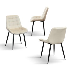 SET 4 Scaune Ernest catifea, structura metalica - BEJ - STANDARD - 4 BUCATI