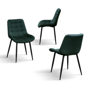 SET 4 Scaune Ernest catifea, structura metalica - VERDE - STANDARD - 4 BUCATI