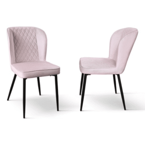 SET 4 Scaune Manta, structura metalica, catifea - ROZ PUDRAT - CATIFEA - NEGRU - STANDARD