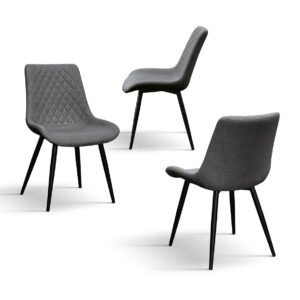 SET 4 Scaune Point tesatura, structura metalica - GRI - STANDARD