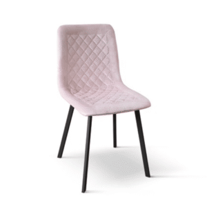 SET 4 Scaune Slim, structura metalica, catifea - ROZ PUDRAT - CATIFEA - NEGRU - STANDARD