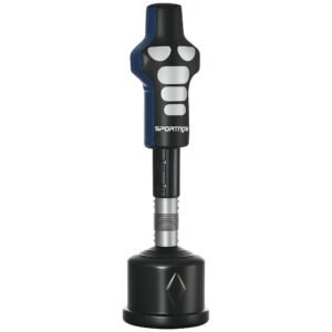 SPORTNOW Manechin de box, liber, reglabil în înălțime, bază grea, piele artificială, negru+gri+albastru, 55 x 55 x 178-207 cm | Aosom Romania