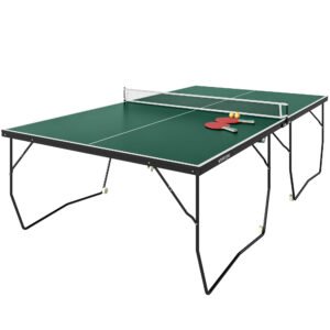 SPORTNOW Masă de Tenis de Masă Pliabilă, 9FT, cu 8 Roți, pentru Interior, Verde | Aosom Romania