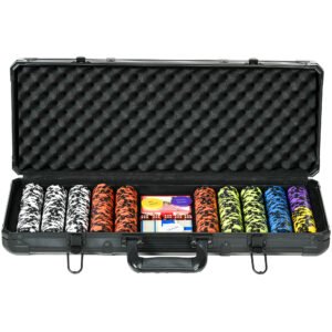SPORTNOW Set Poker Complet, cu 500 Jetoane, 5 Zaruri, 2 Pachete de Cărți, 3 Butoane | Aosom Romania