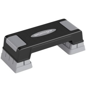 SPORTNOW Stepper Fitness Aerobic 3 Niveluri, Înălțime Reglabilă 12/17,5/22,5 cm, Suprafață Antiderapantă, Capacitate 250 kg, Gri | Aosom Romania