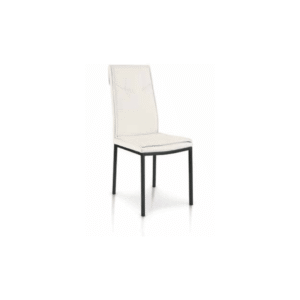 Scaun Rain, structura metalica, piele ecologica - ALB