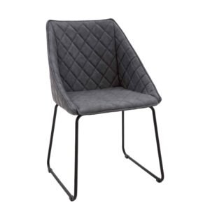 Scaun tip fotoliu Office, structura metalica, piele ecologica - GRI ANTRACIT