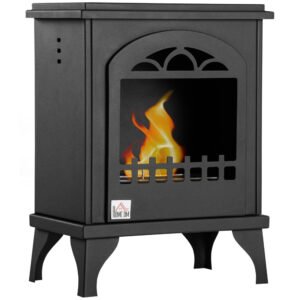 Semineu cu bioetanol metalic cu ardere de 3 ore cu rezervor de 1,5 l pentru incalzirea a 25 m², 41x25x54cm, negru HOMCOM | Aosom RO