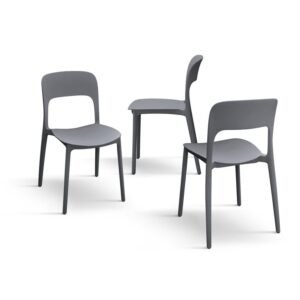 Set 4 scaune ROSINNA -POLIPROPILENA- HORECA - GRI - 4 BUCATI
