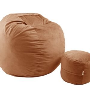 Set Fotoliu King Size cu Otoman (suport picioare), Material Textil - Terracotta Orange