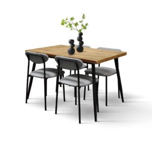 Set Gina masă 120 cm fixă + 4 scaune