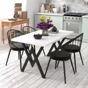 Set Masa Bucatarie cu 4 Scaune ,  Alb,120x80x75 cm, 30409SET