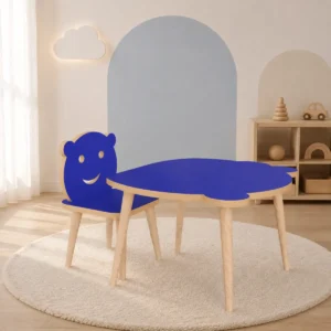 Set masa + 1 scaun copii – PAL albastru, Panda