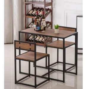 Set masa cu 2 scaune, Buck  Homs, cadru metal,nuc/negru