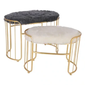 Set taburete Perla metalice cu blanita sintetica, baza aurie, design modern  2 piese