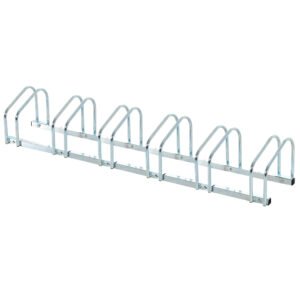 Suport de parcare pentru 6 biciclete din tuburi de otel Q235, 179x33x27cm, argintiu HOMCOM | Aosom Romania