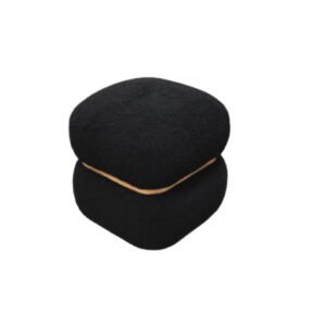 Taburet Mara ,structura Mdf si blana artificiala - NEGRU - H 36 cm / L 36 cm / 36 cm