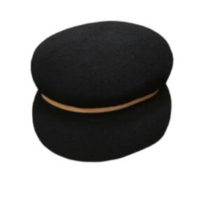 Taburet Mara ,structura Mdf si blana artificiala - NEGRU - H 36 cm / L 44,5 cm / 35,5c m