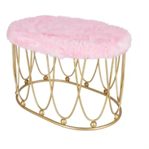 Taburet Pinky oval baza metalica aurie tapitat