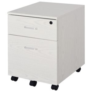 Vinsetto Dulap cu Sertar, cu 2 chei si cu 5 roti, dulap pentru depozitare documente, 40x44x54.6 cm, Design Compact, Alb | Aosom Romania