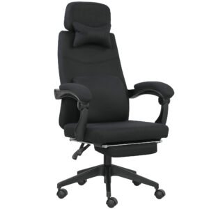Vinsetto Fotoliu de birou mare confort spătar reglabil suport pentru picioare role 360° lin 62 x 68 x 127 cm negru | Aosom Romania