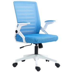 Vinsetto Scaun Ergonomic Reglabil pe Înălțime cu Cotiere de Ridicare, Scaun de Birou Pivotant din Poliester, 54x54x89-99 cm, Albastru | Aosom Romania