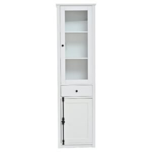 Vitrină înaltă cu iluminare LED, Alb | Aosom Romania