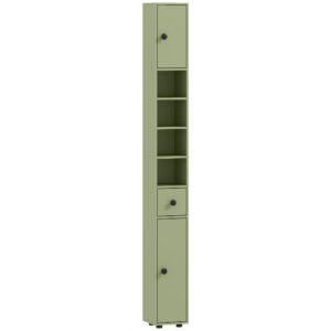 kleankin Coloană de depozitare dulap înalt pentru baie 1 sertar 4 rafturi reglabile și 2 dulapuri 20 x 20 x 180 cm verde | Aosom Romania