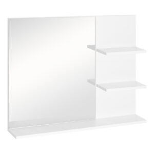 kleankin Dulap Oglindă Baie cu 3 Rafturi Spațiu Depozitare MDF Alb 60x10x48cm | Aosom Romania