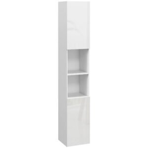 kleankin Dulap de Baie Înalt Slim 181,5 cm cu Rafturi Deschise și 2 Dulapuri, 30 x 30 x 181,5 cm, Alb | Aosom Romania