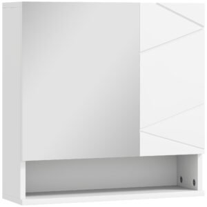 kleankin Dulap mural cu oglindă pentru baie dulap de depozitare 2 uși 55 x 17 x 55 cm alb | Aosom Romania