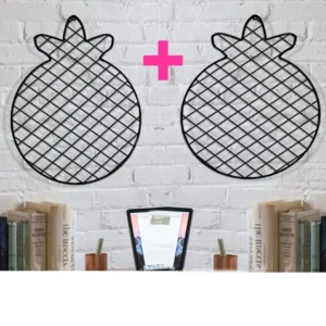 set 2 bucati Panou foto metalic , Ananas Homs, 47 x 36 cm, negru